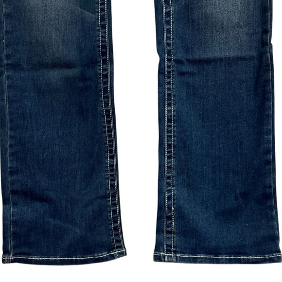 Lucky & Blessed Embroidered Dark Wash Mid Rise Bootcut Jeans NWT - Picture 3 of 12